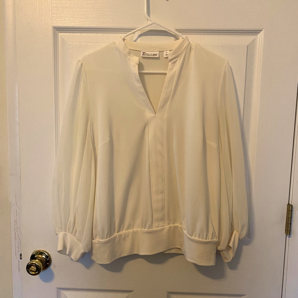 Cream Lace Sleeve Blouse